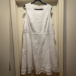 Calvin Klein White Textured Sleeveless Dress